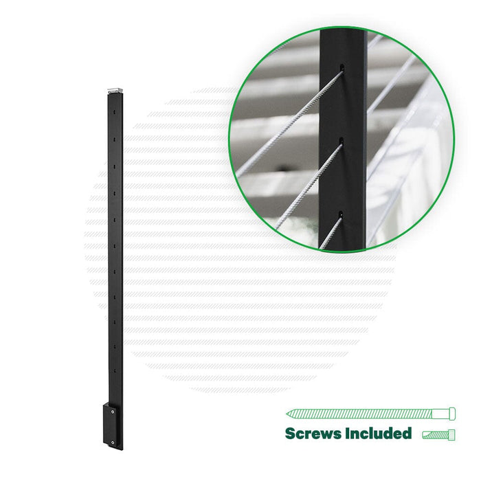 Signature Series Side Mount Cable Railing Line Post Posts Cable Bullet 36" (11 Cables) Flat Black (Fine Texture)