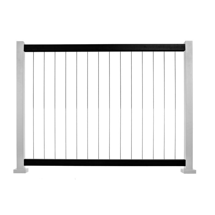 Summit Series Vertical Cable Railing Level Panel Posts Cable Bullet 36" Flat Black (Fine Texture) 48" Level Run