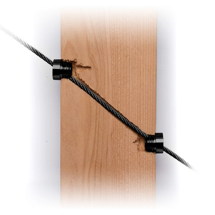 Deluxe Cable Rail Post Hole Cover | Black Finish Cable Bullet 
