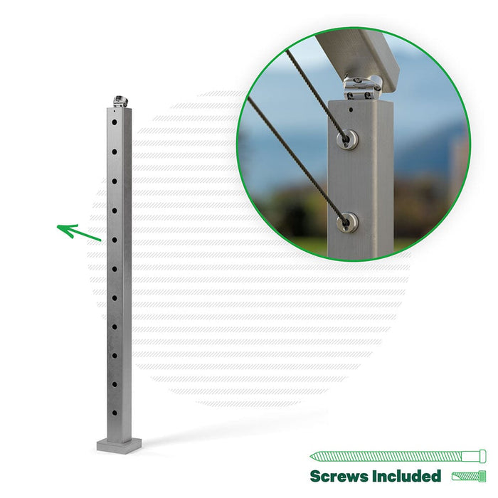 Signature Select Top Mount Terminal Post Cable Bullet Bottom of Stair Pivot End Post 36" (11 Cables) 