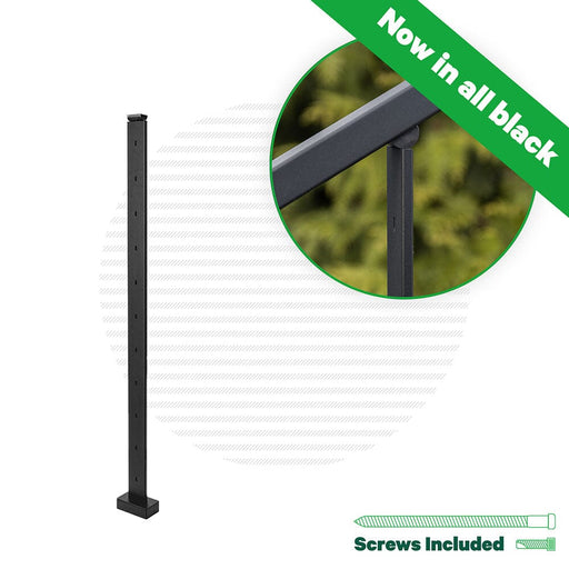 Signature Series Top Mount Cable Railing Line Post | Black Finish Posts Cable Bullet 36" (11 Cables) Flat Black (Fine Texture) Stair Run Line Post
