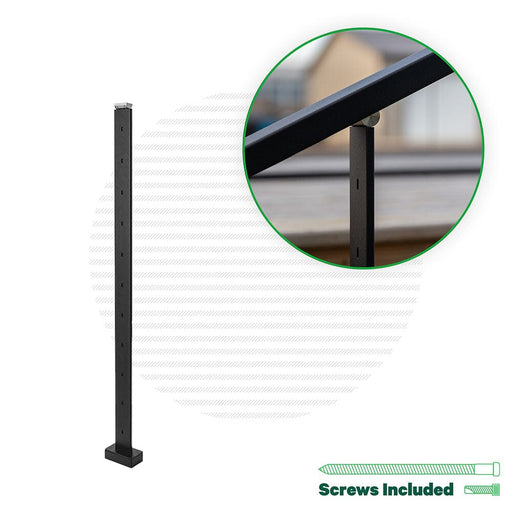 Signature Series Top Mount Cable Railing Line Post Posts Cable Bullet 36" (11 Cables) Flat Black (Fine Texture) Stair Run Line Post