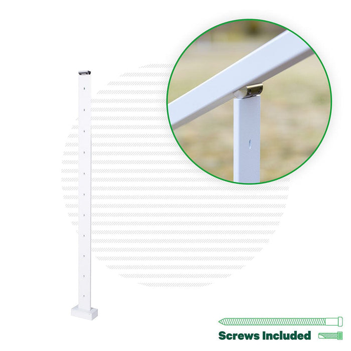 Signature Series Top Mount Cable Railing Line Post Posts Cable Bullet 36" (11 Cables) Flat White (Fine Texture) Stair Run Line Post